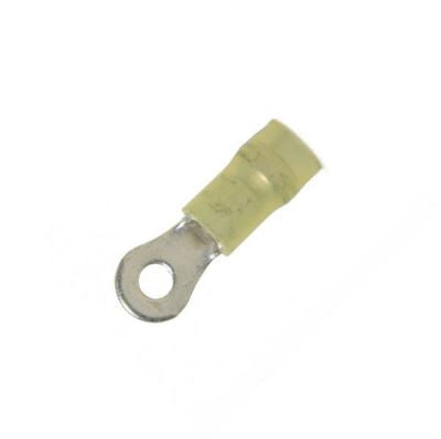 100-Pack 12-10 Gauge Yellow Vinyl Ring Terminals – 5/16" Stud, Made In USA