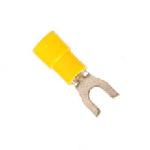 Load image into Gallery viewer, Yellow 12-10 Gauge Vinyl Spade Terminals #8 Stud
