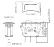 Load image into Gallery viewer, Illuminated Appliance Rocker Switches - Red - 12V Schmatic