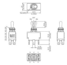 Load image into Gallery viewer, Plastic Double Insulated Sealed Toggle Switch DPDT ON-OFF-ON Schematic