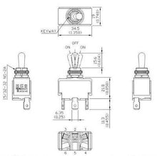 Load image into Gallery viewer, Plastic Double Insulated Sealed Toggle Switch SPDT ON-OFF-ON Schematic