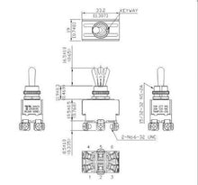 Load image into Gallery viewer, Toggle Switch Screw Mount DPDT ON-OFF-ON Schematic