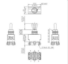 Load image into Gallery viewer, Toggle Switch Screw Mount DPDT ON-OFF-ON Schematic

