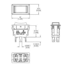 Load image into Gallery viewer, Full Size Rocker Switches - 1/4'' Tabs Double-Pole-Double-Throw ON-OFF-ON Schmatic