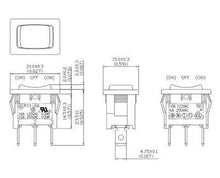 Load image into Gallery viewer, Mini Rocker Swtch SPDT MOM-OFF-MOM Schematic