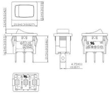 Load image into Gallery viewer, Mini Rocker Swtch SPDT ON-OFF-ON Schematic