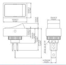 Load image into Gallery viewer, Round Hold Rectangular Rocker Switch Blue SPST ON-OFF Schematic