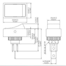 Load image into Gallery viewer, Round Hold Rectangular Rocker Switch Red SPST ON-OFF Schematic