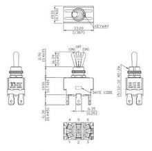 Load image into Gallery viewer, Toggle Switch 1/4 Inch Push On DPDT MOM-OFF-MOM Schematic