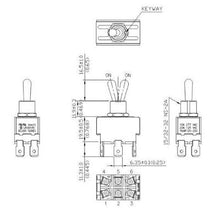Load image into Gallery viewer, Toggle Switch 1/4 Inch Push On DPDT ON-ON Schematic