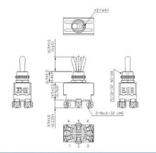Load image into Gallery viewer, Toggle Switch - 20 Amp Sealed Screw Terminal DPDT MOM-OFF-MOM Schematic