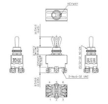 Load image into Gallery viewer, Toggle Switch - 20 Amp Sealed Screw Terminal DPDT ON-OFF-ON Schematic