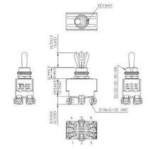 Load image into Gallery viewer, Toggle Switch - 20 Amp Sealed Screw Terminal DPDT ON-OFF-ON Schematic
