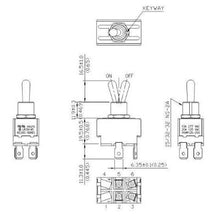 Load image into Gallery viewer, Toggle Switch 1/4 Inch Push On DPST ON-OFF Schematic