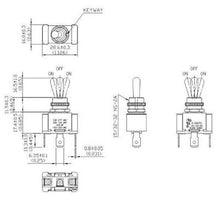 Load image into Gallery viewer, Toggle Switch 1/4 Inch Push On SPDT ON-OFF-ON Schematic