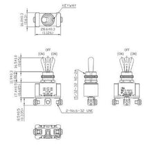 Load image into Gallery viewer, Toggle Switch - 20 Amp Sealed Screw Terminal SPDT MOM-OFF-MOM Schematic
