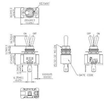 Load image into Gallery viewer, Toggle Switch 1/4 Inch Push On SPST ON-OFF Schematic