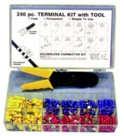 240 Piece Nylon Terminal Kit with Crimping Tool