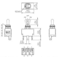 Load image into Gallery viewer, Plastic Double Insulated Sealed Toggle Switch SPDT ON-OFF-ON Schematic
