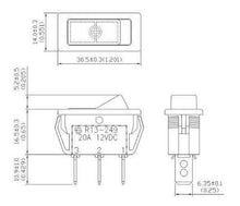 Load image into Gallery viewer, Illuminated Rocker Switch Green SPST ON-OFF Schematic
