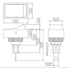 Load image into Gallery viewer, Round Hold Rectangular Rocker Switch Amber SPST ON-OFF Schematic

