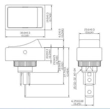 Load image into Gallery viewer, Round Hold Rectangular Rocker Switch Blue SPST ON-OFF Schematic
