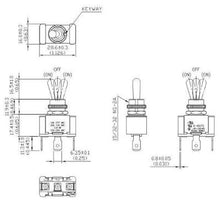 Load image into Gallery viewer, Toggle Switch 1/4 Inch Push On SPDT MOM-OFF-MOM Schematic
