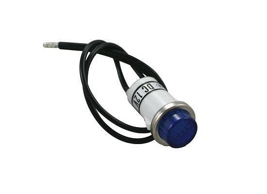 Blue Warning Light 12V 1-2'' Panel Mount w-Leads 1 Pc